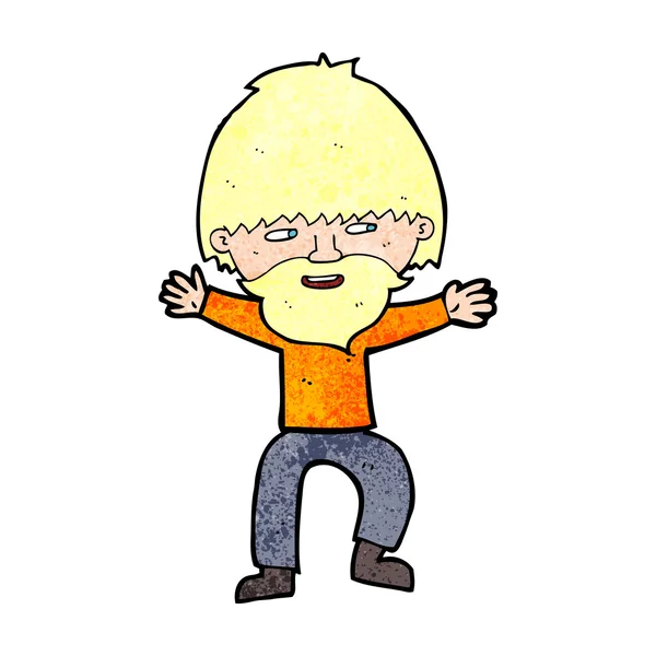 Karikatur glücklicher Mann mit Bart — Stockvektor