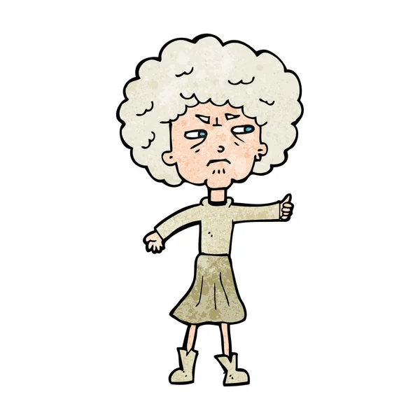 Cartoon annoyed old woman — Stock Vector