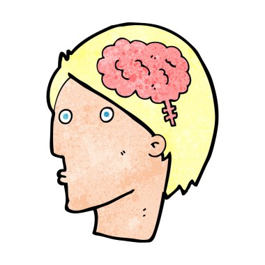 Beyin sembolü olan çizgi film adamı.