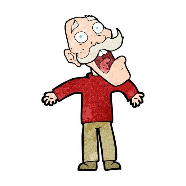 Cartoon terrified old man — Stock Vector