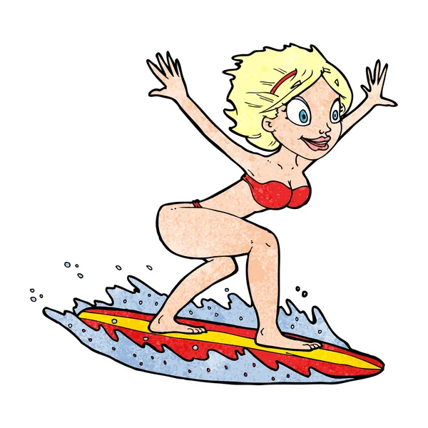 Cartoon surfer girl — Stock Vector