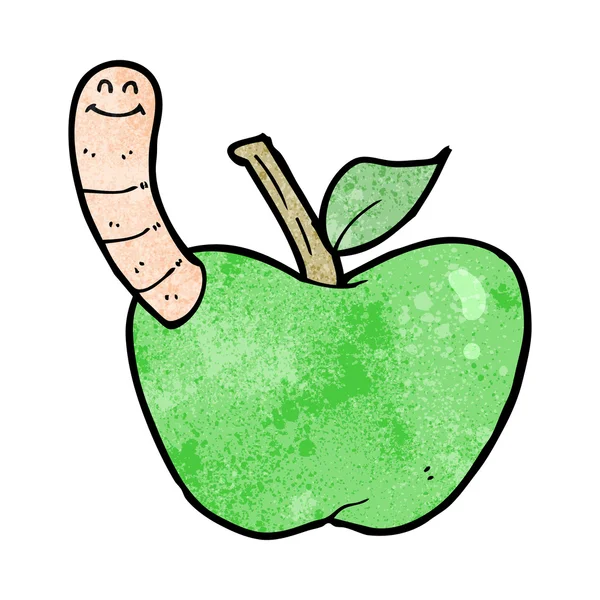Мультяшне яблуко з хробаком — стоковий вектор