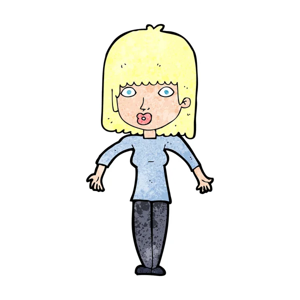 Cartoon vrouw schouderophalend — Stockvector