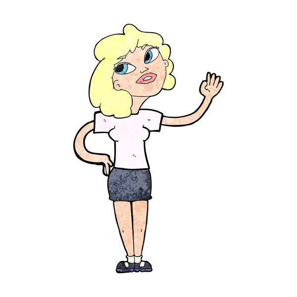 Cartoon vrouw zwaaien — Stockvector