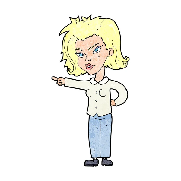 Mujer de dibujos animados señalando — Vector de stock