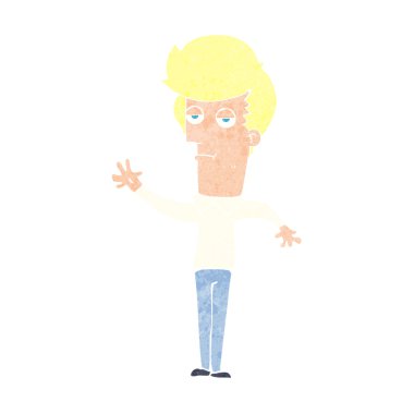 Çizgi filmdeki sıkılmış adam el sallıyor