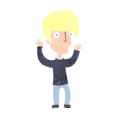 Çizgi film adamı kollarını sallıyor.