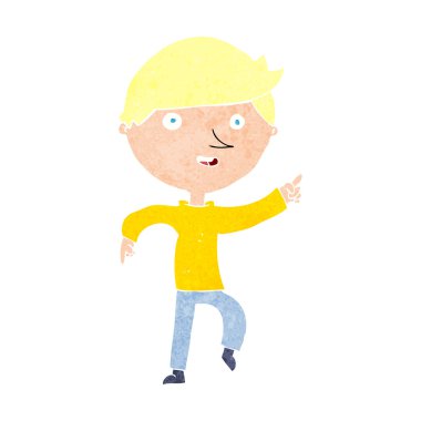 mutlu işaret eden karikatür