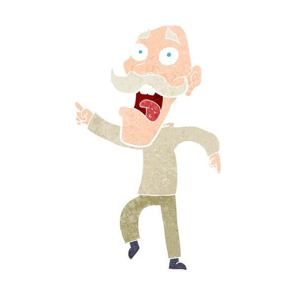 Dessin animé effrayé vieil homme — Image vectorielle