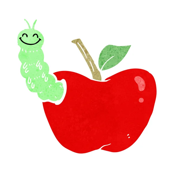 Kreskówki jabłko z robakiem — Wektor stockowy