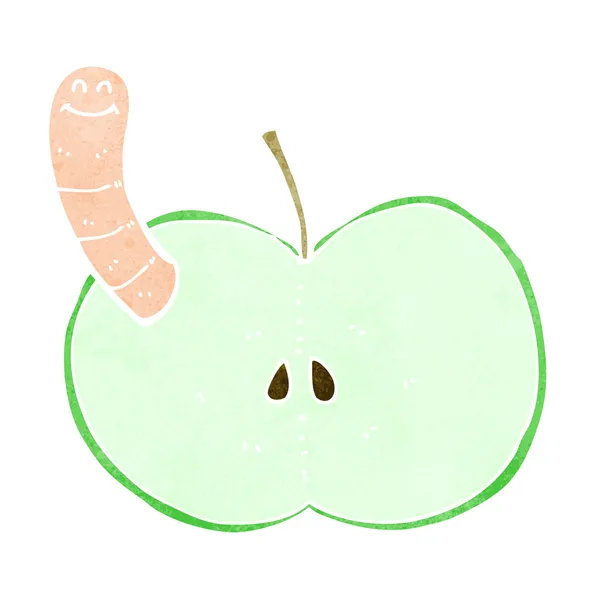 Pomme de dessin animé avec ver — Image vectorielle