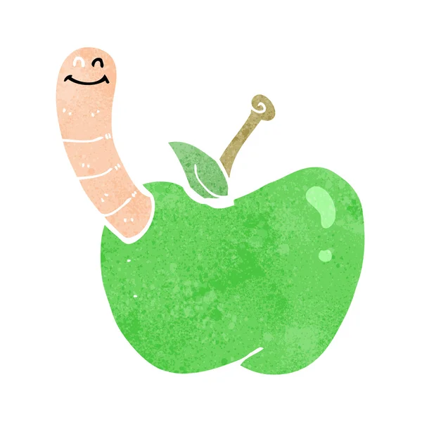 Kreslené jablko s červem — Stockový vektor