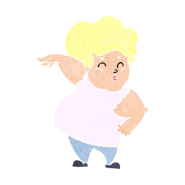 Cartoon happy overweight lady — Stock Vector