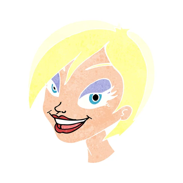Dessin animé joli visage féminin — Image vectorielle