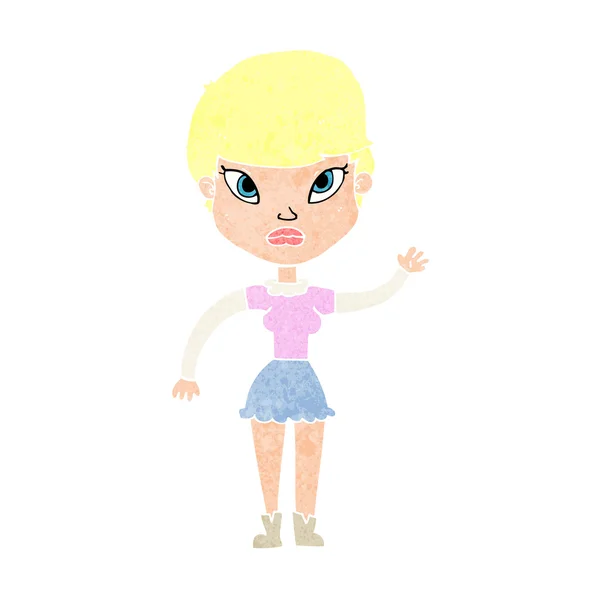 Cartoon vrouw zwaaien — Stockvector