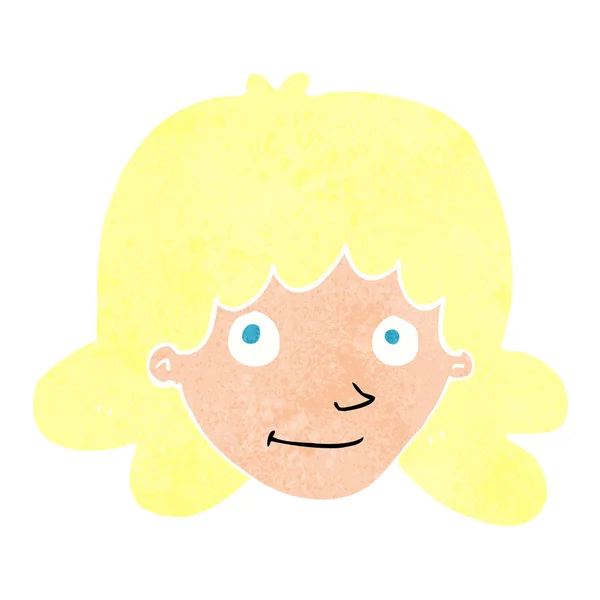 卡通人物快乐的女性脸 — 图库矢量图片