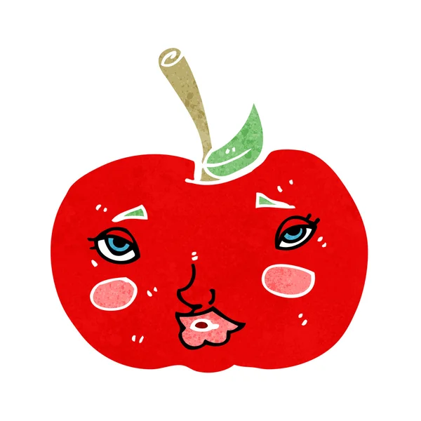 Manzana de dibujos animados con la cara — Vector de stock