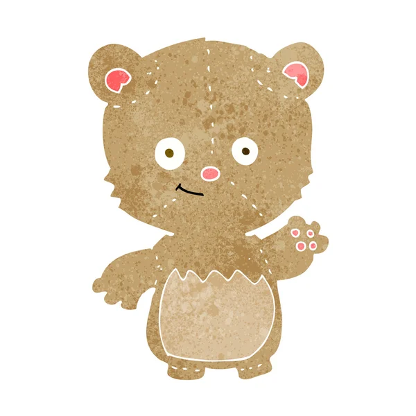Мультяшный плюшевый медведь машет — стоковый вектор