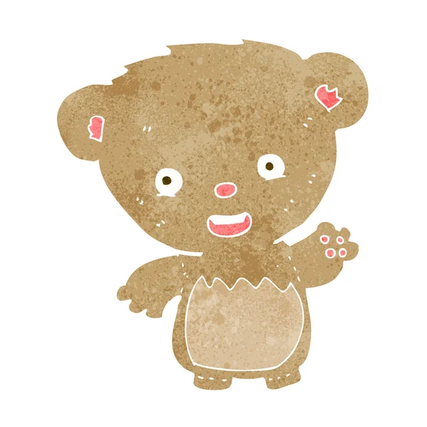 Cartoon teddy bear waving — Stock Vector