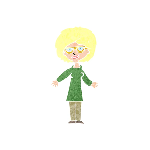 Mulher dos desenhos animados usando óculos — Vetor de Stock