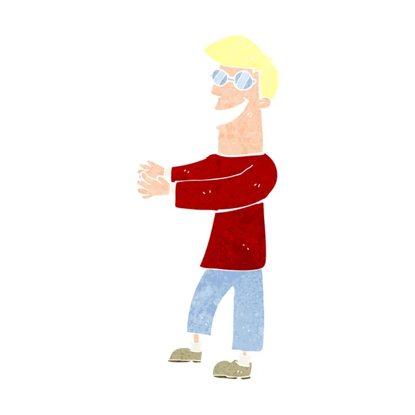 Cartoon grinning man wearing glasses — Stock Vector