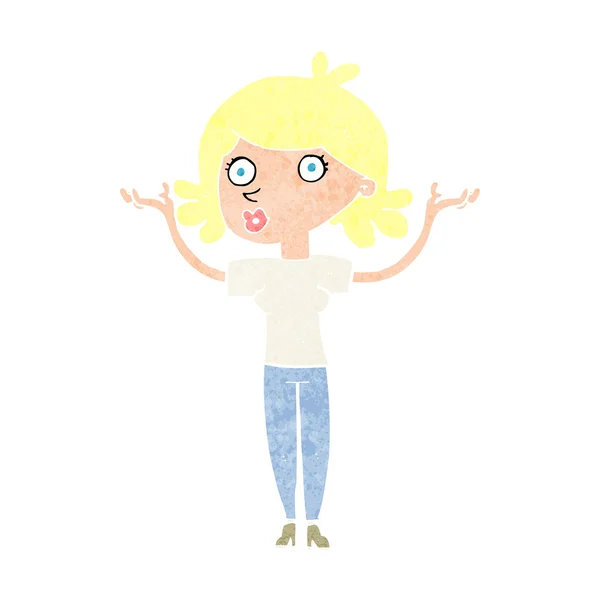 Femme dessin animé jetant les bras dans l'air — Image vectorielle