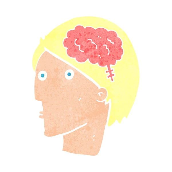 Hombre de dibujos animados con símbolo cerebral — Archivo Imágenes Vectoriales