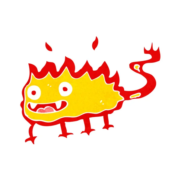 Pequeño demonio de fuego de dibujos animados — Vector de stock