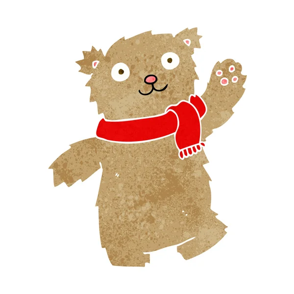 Cartoni animati orsacchiotto indossare sciarpa — Vettoriale Stock