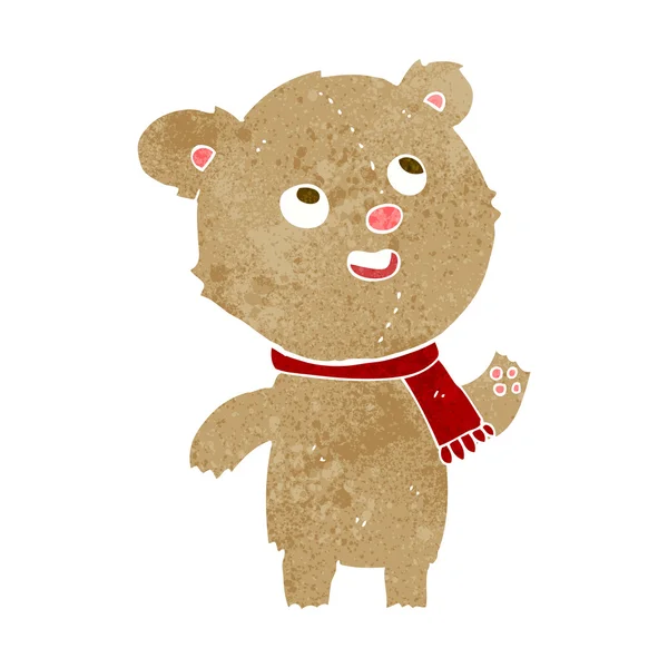 Urso de pelúcia dos desenhos animados usando cachecol — Vetor de Stock