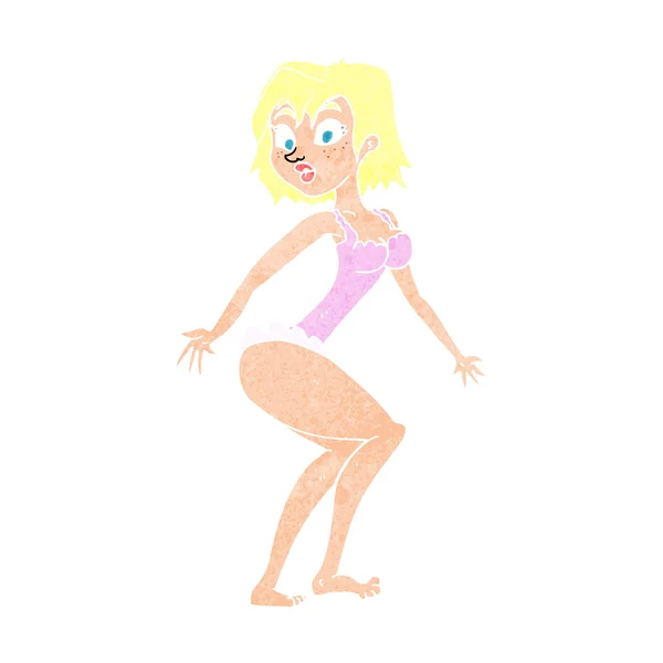 Cartoon kvinna i underkläder — Stock vektor