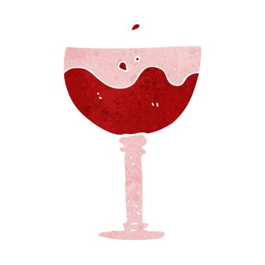 karikatür bir bardak kırmızı şarap