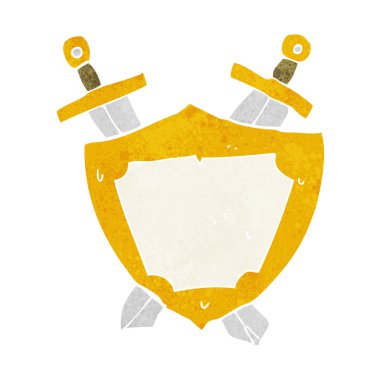 çizgi film kalkanı ve kılıçlar