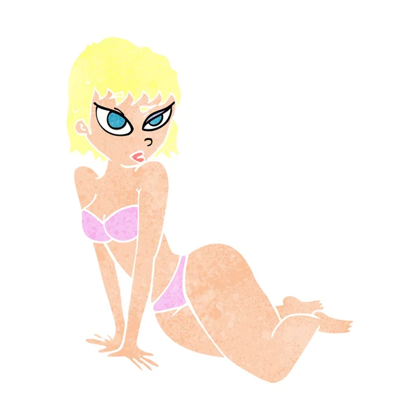 Cartoon sexy vrouw in ondergoed — Stockvector