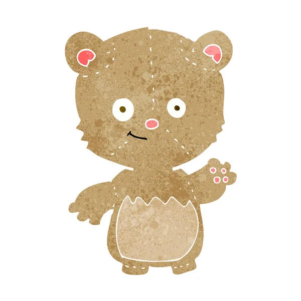 Cartoon little teddy bear waving — Stock Vector