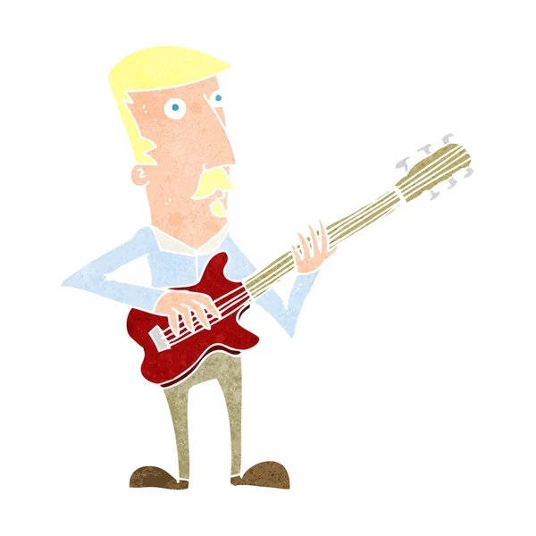 Uomo dei cartoni animati suonare la chitarra elettrica — Vettoriale Stock