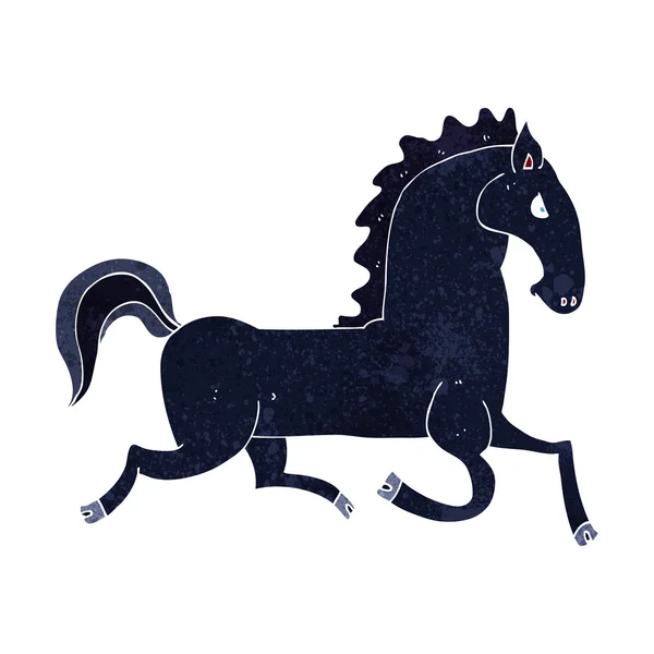 Cartoon running black stallion — Stock Vector
