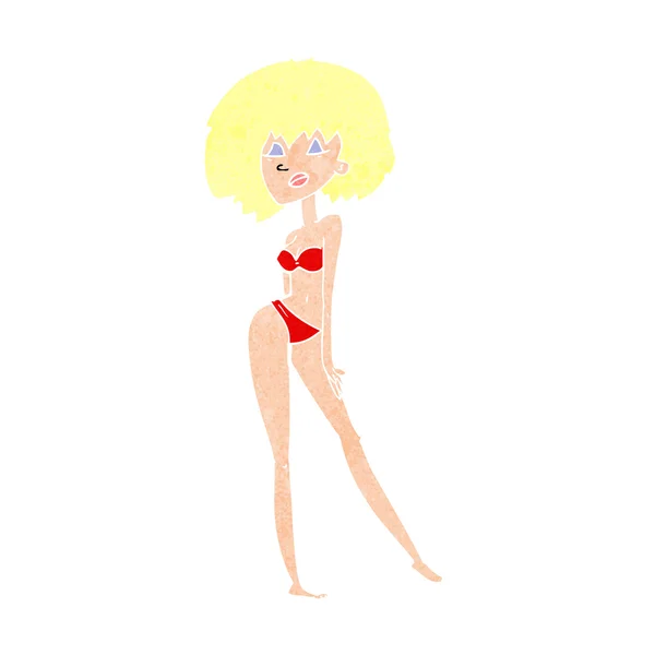 Mujer de dibujos animados en bikini — Vector de stock