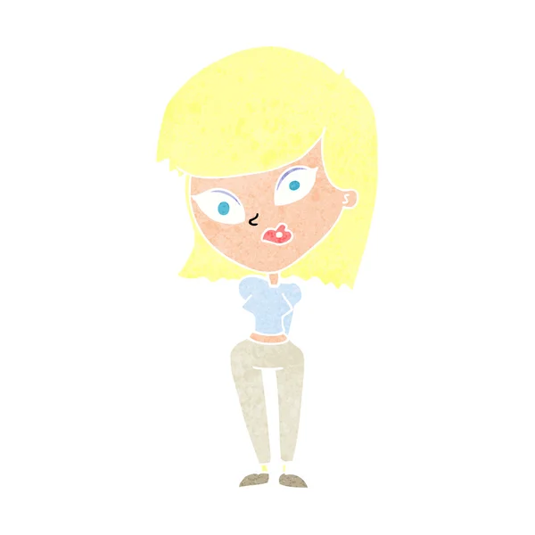 Cartoon verward vrouw — Stockvector