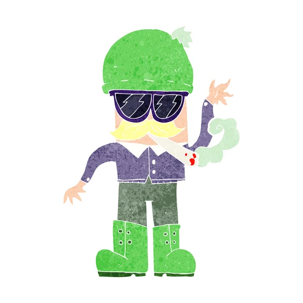 Cartoon homem fumando pote — Vetor de Stock