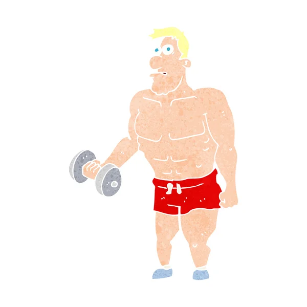 Uomo dei cartoni animati sollevamento pesi — Vettoriale Stock