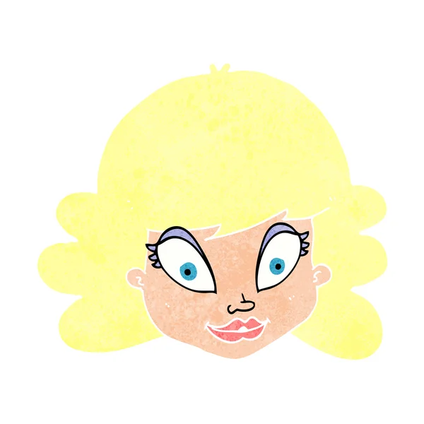 Cartoon happy female face — Stock Vector