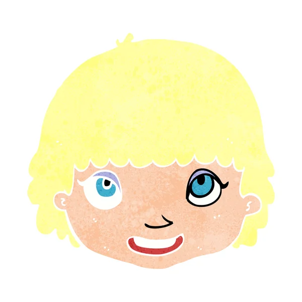Dessin animé heureux visage féminin — Image vectorielle