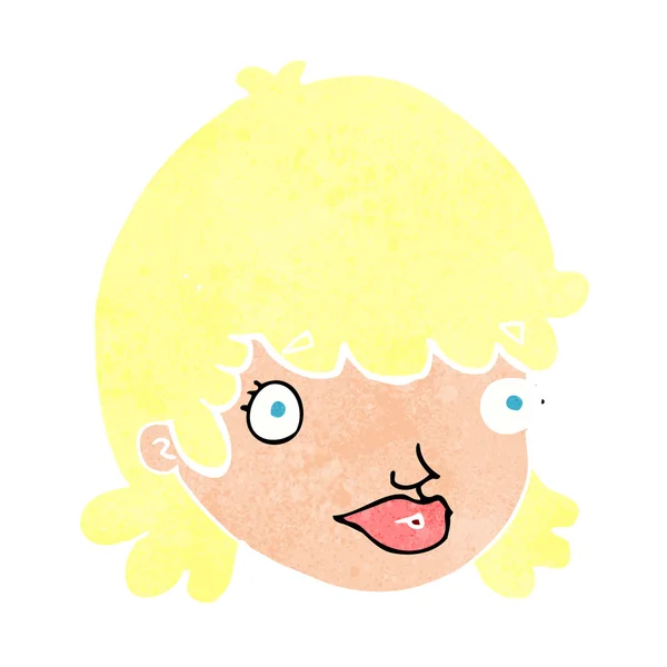 Cara femenina de dibujos animados con expresión sorprendida — Archivo Imágenes Vectoriales