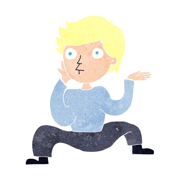 Desene animate băiat face dans nebun — Vector de stoc
