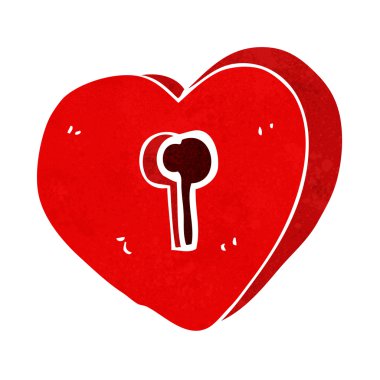 anahtar delikli karikatür kalp