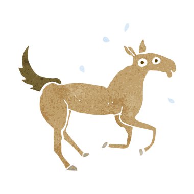 cartoon paard zweten