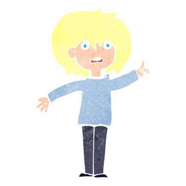 Çizgi filmdeki kadın soru soruyor.