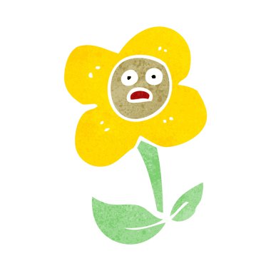 yüzü olan çizgi film çiçek