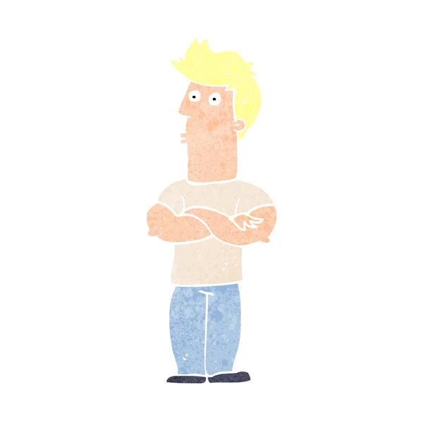 Homem dos desenhos animados com braços dobrados — Vetor de Stock